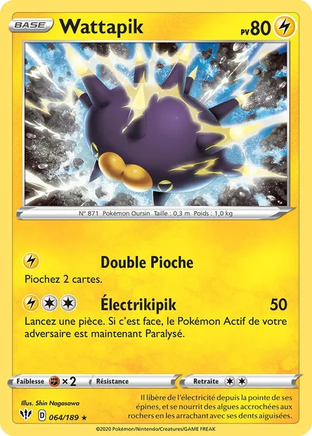 Wattapik, carte Pokémon DAA 64 — extension Ténèbres Embrasées