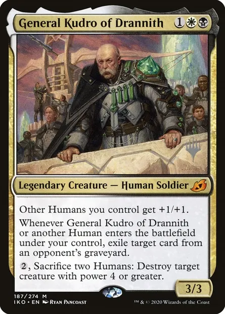 Général Koudro de Drannith, carte Magic PIKO 187p — extension Ikoria: Lair of Behemoths Promos