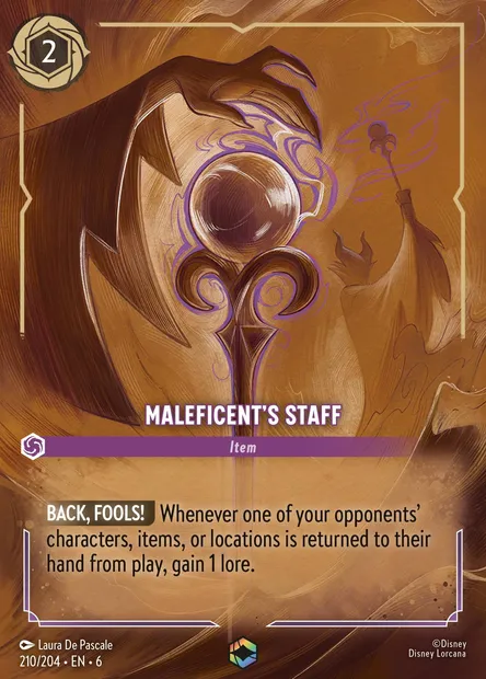 Maleficent's Staff, Disney Lorcana card CH6-210 — Azurite Sea set