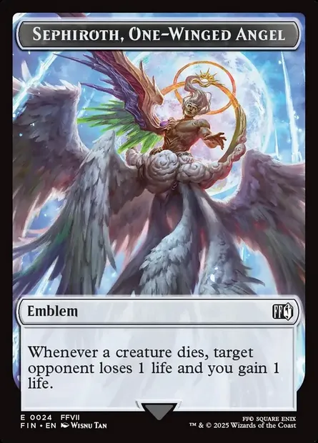 Sephiroth, One-Winged Angel Emblem, carte Magic TFIN 24 — extension Final Fantasy Tokens
