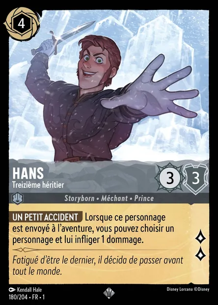 Hans - Treizième héritier, carte Disney Lorcana CH1-180 — extension Premier Chapitre