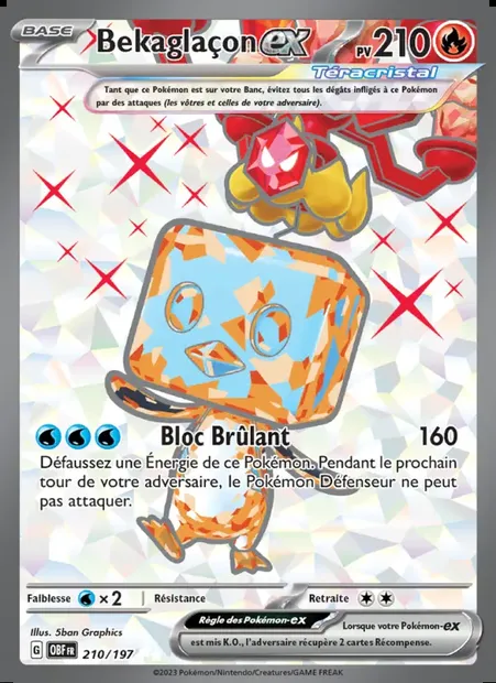Bekaglaçon-ex, carte Pokémon OBF 210 — extension Flammes Obsidiennes