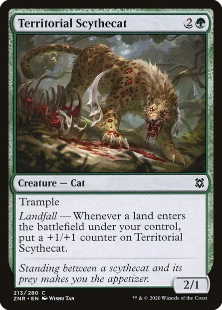 Territorial Scythecat, Magic card ZNR 213 — Zendikar Rising set