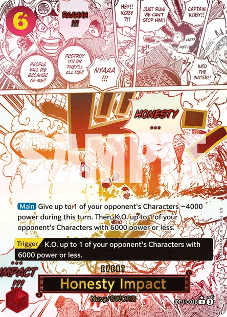 Honesty Impact, One Piece card OP11-018 — A FIST OF DIVINE SPEED set