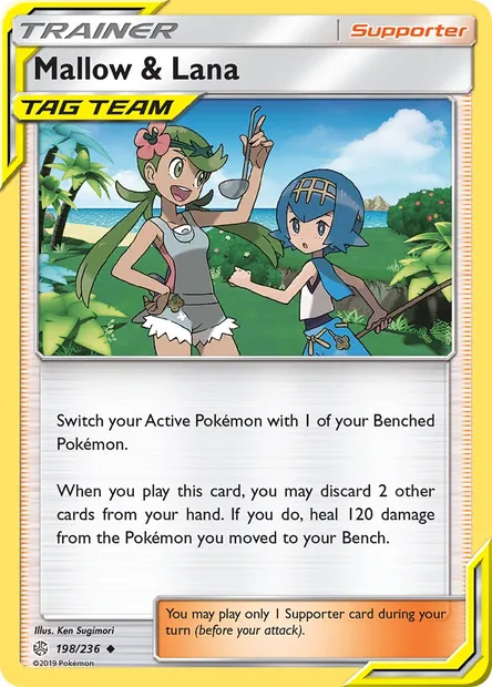 Mallow & Lana, Pokémon card CEC 198 — Cosmic Eclipse set