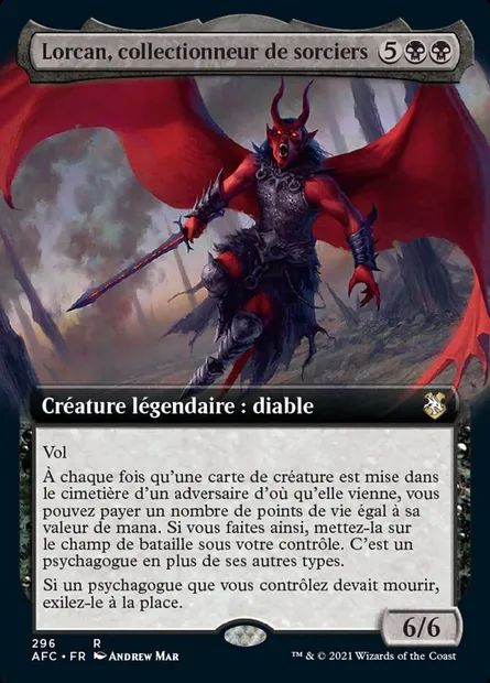 Lorcan, collectionneur de sorciers, carte Magic AFC 296 — extension Forgotten Realms Commander