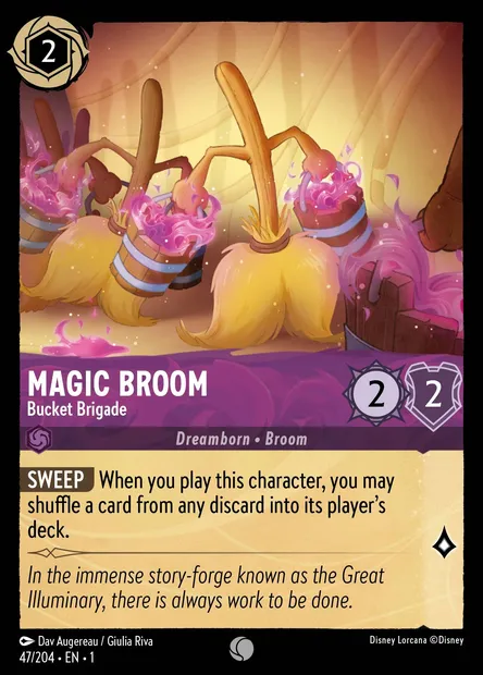 Magic Broom - Bucket Brigade, Disney Lorcana card CH1-047 — The First Chapter set