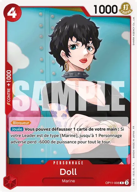 Doll, carte One Piece OP11-008 — extension DES POINGS VIFS COMME L'ÉCLAIR