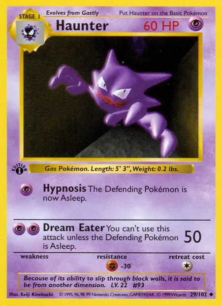 Haunter, Pokémon card BS 29 — Base Set set