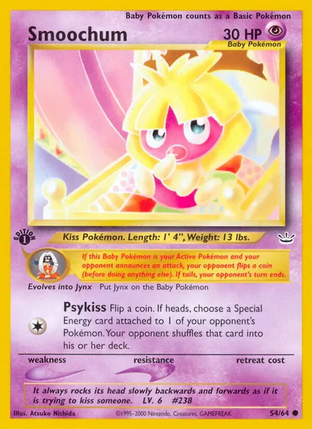 Smoochum, Pokémon card NR 54 — Neo Revelation set