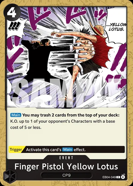 Finger Pistol Yellow Lotus, One Piece card EB04-049 — EGGHEAD CRISIS set
