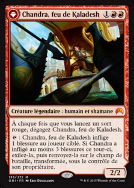 Chandra, feu de Kaladesh // Chandra, flamme rugissante, carte Magic ORI 135 — extension Magic Origines