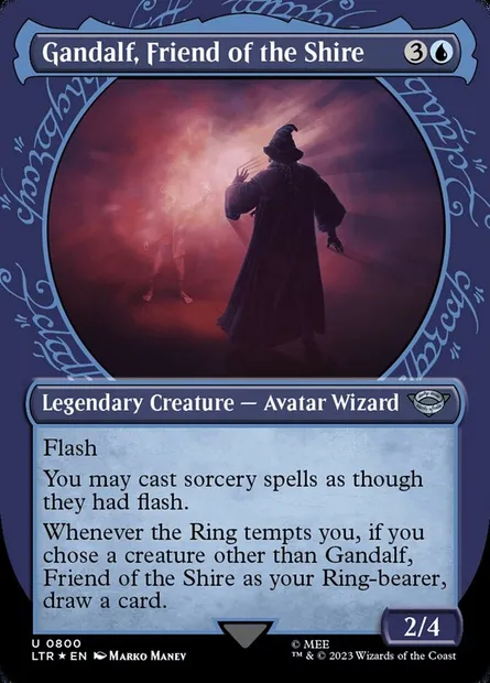 Gandalf, ami de la Comté, carte Magic LTR 800 — extension Le Seigneur des Anneaux : chroniques de la Terre du Milieu