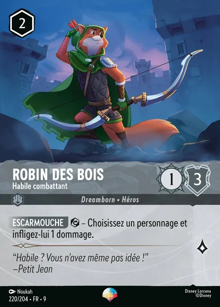 Robin des Bois - Habile combattant, carte Disney Lorcana CH9-220 — extension Fabuleux