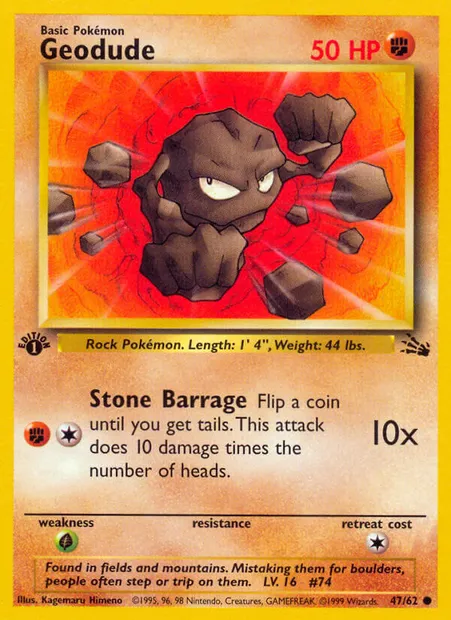 Geodude, Pokémon card FO 47 — Fossil set