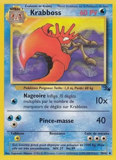 Krabboss, carte Pokémon FO 38 — extension Fossile