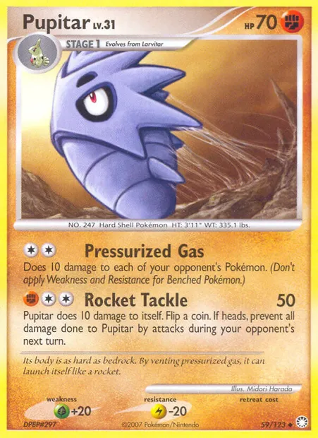 Pupitar, Pokémon card MT 59 — Mysterious Treasures set