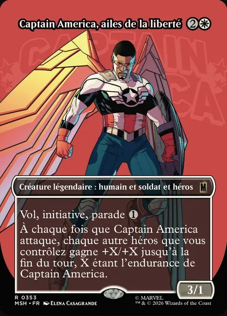 Captain America, ailes de la liberté, carte Magic MSH 353 — extension Marvel Super Heroes