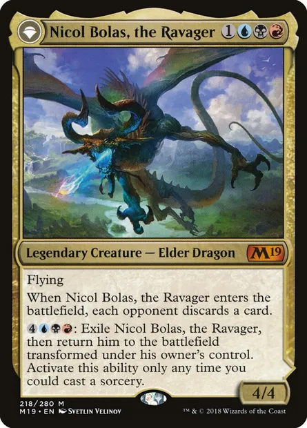 Nicol Bolas, the Ravager // Nicol Bolas, the Arisen, Magic card M19 218 — Core Set 2019 set