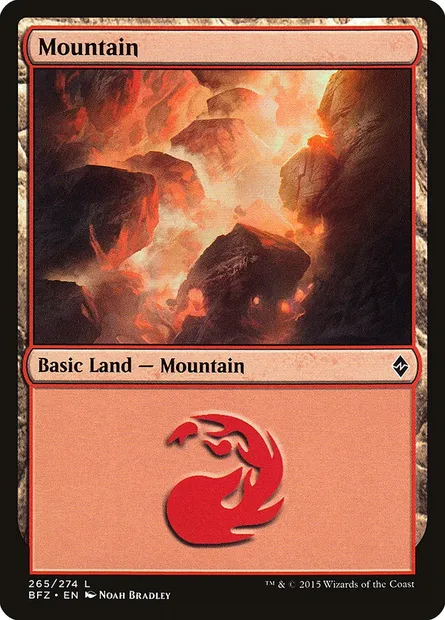 Montagne, carte Magic BFZ 265a — extension La bataille de Zendikar