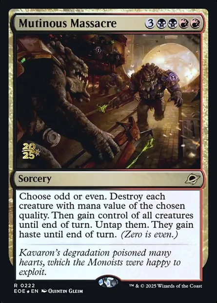 Massacre mutin, carte Magic PEOE 222s — extension Edge of Eternities Promos