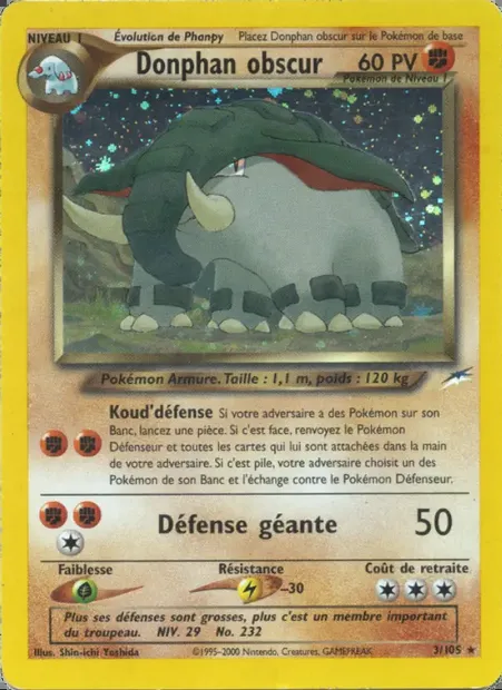Donphan obscur, carte Pokémon NDE 3 — extension Neo Destiny