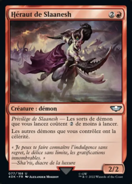 Héraut de Slaanesh, carte Magic 40K 77 — extension Warhammer 40,000 Commander
