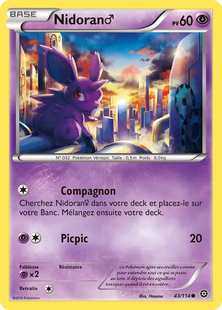 Nidoran♂, carte Pokémon STS 43 — extension Offensive Vapeur
