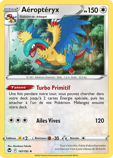 Aéroptéryx, carte Pokémon SIT 147 — extension Tempête Argentée