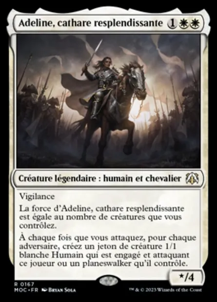 Adeline, cathare resplendissante, carte Magic MOC 167 — extension March of the Machine Commander