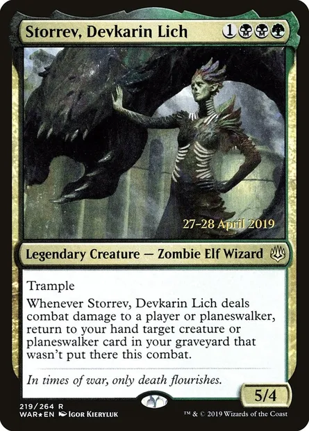 Storrev, liche des Devkarin, carte Magic PWAR 219s — extension War of the Spark Promos