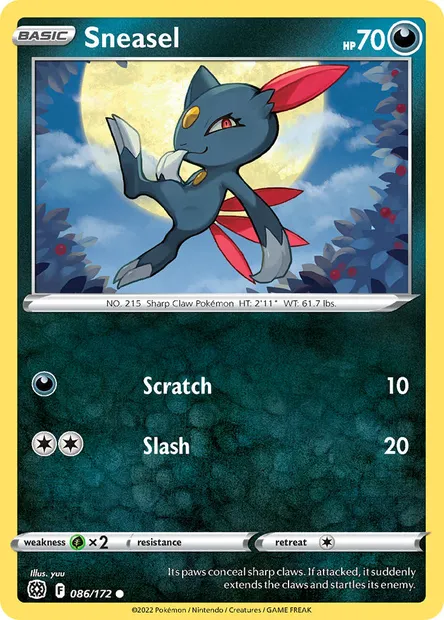 Sneasel, Pokémon card BRS 086 — Brilliant Stars set