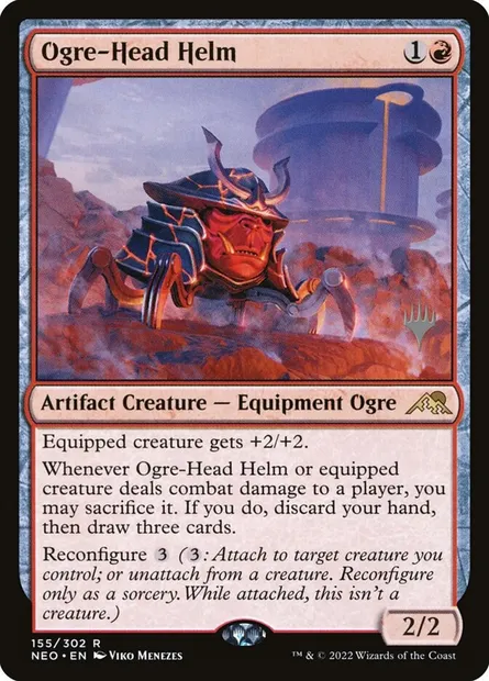 Ogre-Head Helm, Magic card PNEO 155p — Kamigawa: Neon Dynasty Promos set