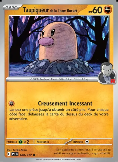 Taupiqueur de la Team Rocket, carte Pokémon ASC 100 — extension Héros Transcendants