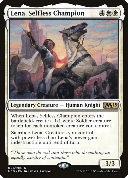 Lena, Selfless Champion, Magic card M19 21 — Core Set 2019 set