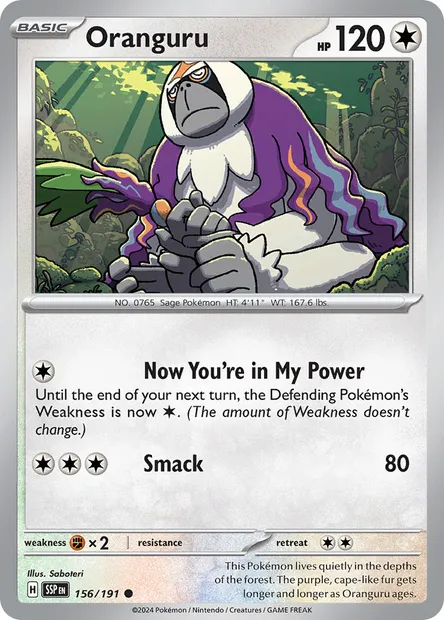 Oranguru, Pokémon card SSP 156 — Surging Sparks set