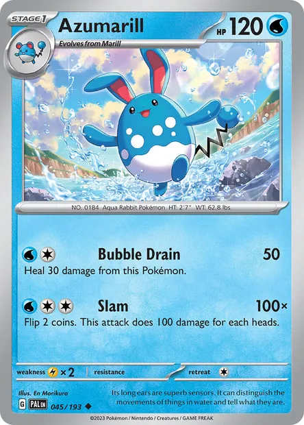 Azumarill, Pokémon card PAL 045 — Paldea Evolved set