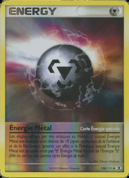 Énergie Métal, carte Pokémon RR 100 — extension Rivaux Émergeants
