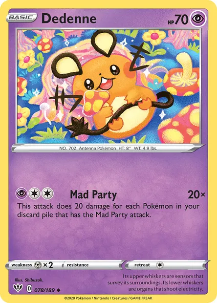 Dedenne, Pokémon card DAA 78 — Darkness Ablaze set