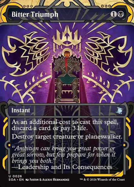 Bitter Triumph, Magic card SOA 26 — Secrets of Strixhaven Mystical Archive set