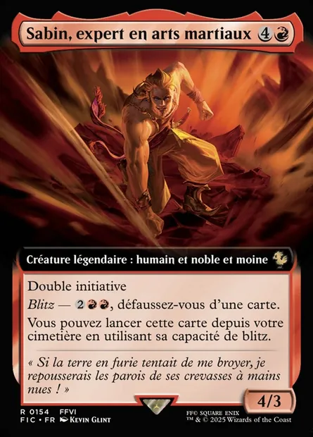 Sabin, maître moine, carte Magic FIC 154 — extension Final Fantasy Commander