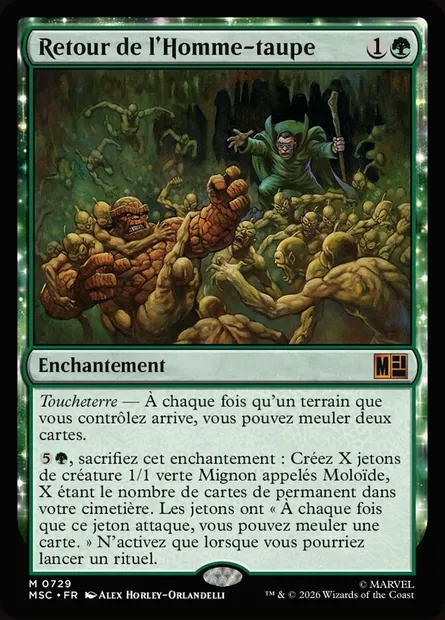 Retour de l'Homme-taupe, carte Magic MSC 729 — extension Marvel Super Heroes Commander