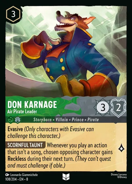 Don Karnage - Air Pirate Leader, Disney Lorcana card CH8-108 — The Reign of Jafar set
