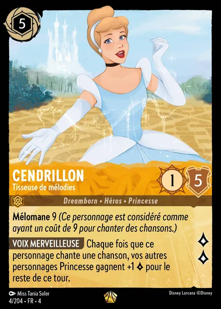 Cendrillon - Tisseuse de mélodies, carte Disney Lorcana CH4-004 — extension Le Retour d'Ursula
