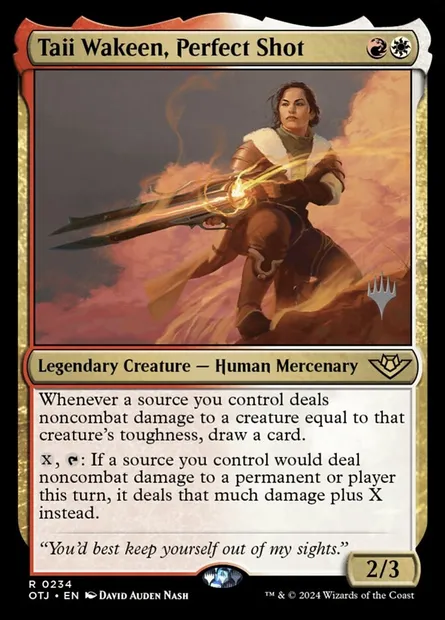 Taii Wakeen, Perfect Shot, Magic card POTJ 234p — Outlaws of Thunder Junction Promos set