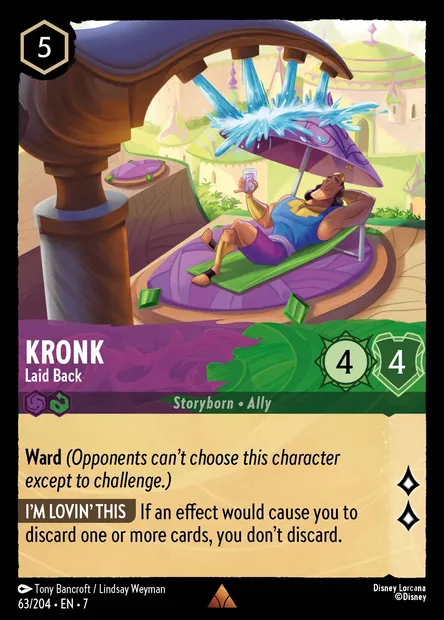 Kronk - Laid Back, Disney Lorcana card CH7-063 — Archazia's Island set