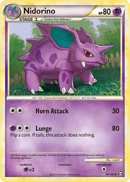 Nidorino, Pokémon card TM 46 — Triumphant set