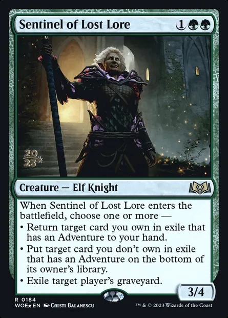 Sentinel of Lost Lore, Magic card PWOE 184s — Wilds of Eldraine Promos set