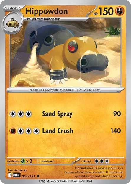 Hippowdon, Pokémon card PRE 053 — Prismatic Evolutions set