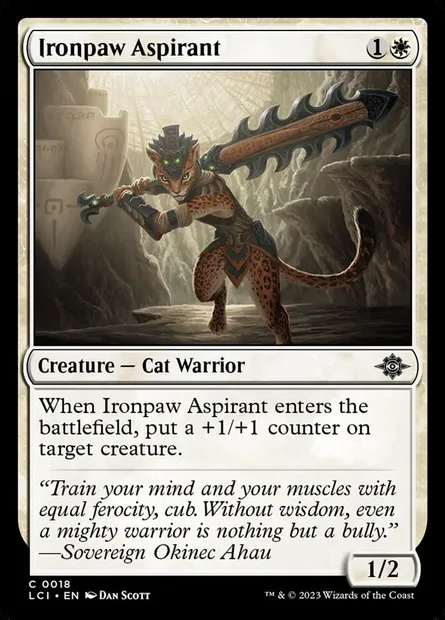 Ironpaw Aspirant, Magic card LCI 18 — The Lost Caverns of Ixalan set